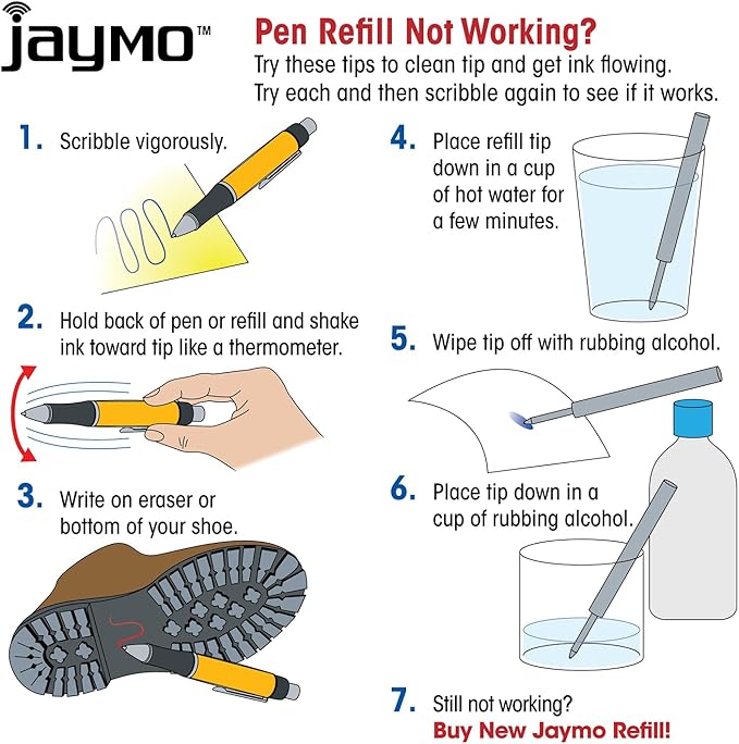 Jaymo Replacement for Parker 1950369/1950370/1950371 and Bastion - Measures 3.875 in / 98 mm Long - G2 Ballpoint Pen Refill - 6 Purple