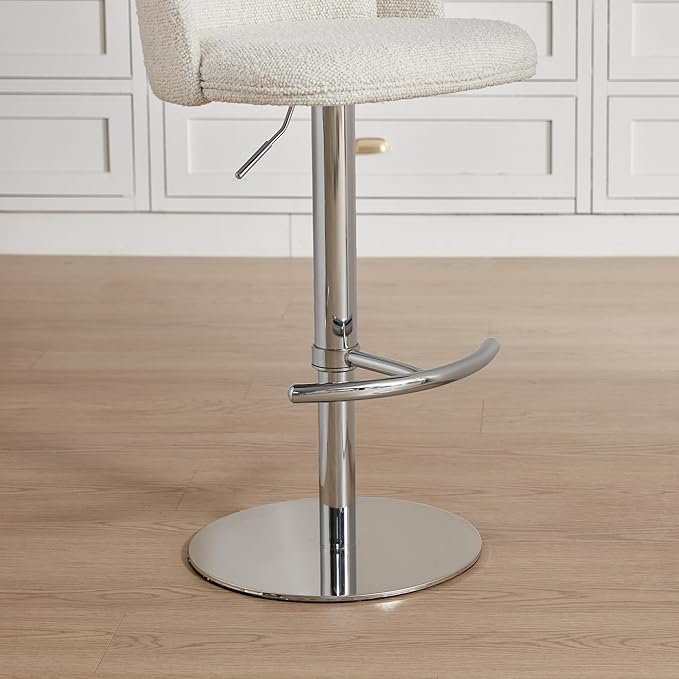 CHITA Adjustable Bar Stools Set of 2, Swivel Counter Height Stools with Stainless Steel Base for Bar, Kitchen Island, Dining Room, Silver