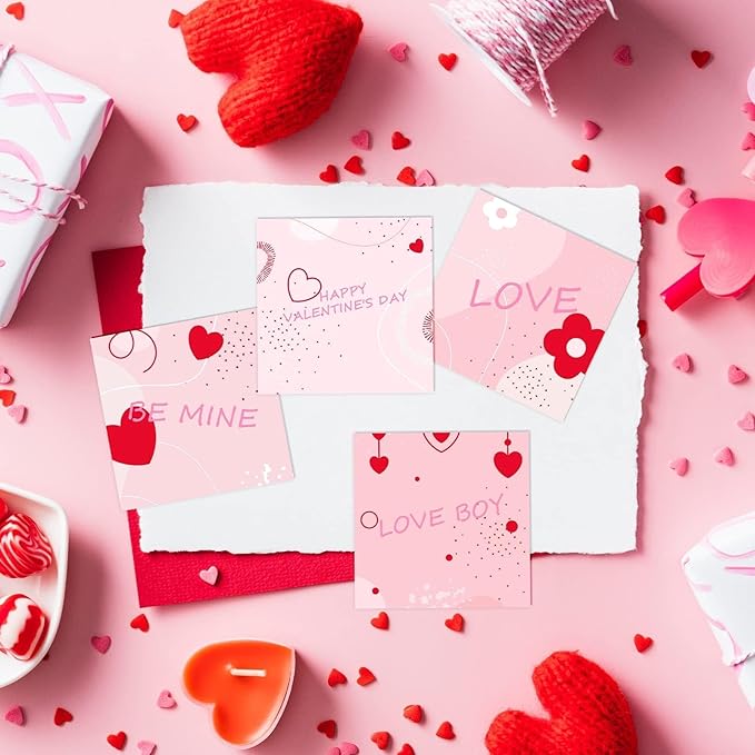9 Pieces Valentine's Day Sticky Notes Valentine Heart Sticky Notes Self-Adhesive Note Pads Sticky Memo Notes for School Office Home Supplies Students Teachers Presents Valentine's Day