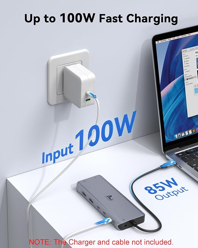 USB C Docking Station Dual Monitor for Laptop, LIONWEI 14-in-1 USB-C Hub with Triple Display, 2 HDMI + VGA, Ethernet, 6 USB A/C 3.0/2.0, PD, SD/TF, Audio, USBC Dock for Surface/HP/Dell/Lenovo/MacBook