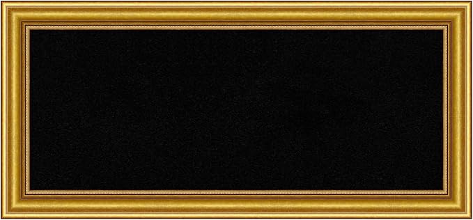 Amanti Art Black Cork Board for Wall, 16x34 Vision Board with Gold Wood Frame, Medium Corkboard Office Decor for Home Organization, Traditional Corkboard Pinboard to display items for home