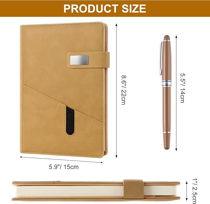 A5 Blank Journal Notebook, Refillable Hardcover Leather Sketchbook with Pocket and Magnetic Buckle, 240 Pages Thick Travel Sketchbooks for Drawing and Writing, 80gsm Unlined Journal for Men and Women