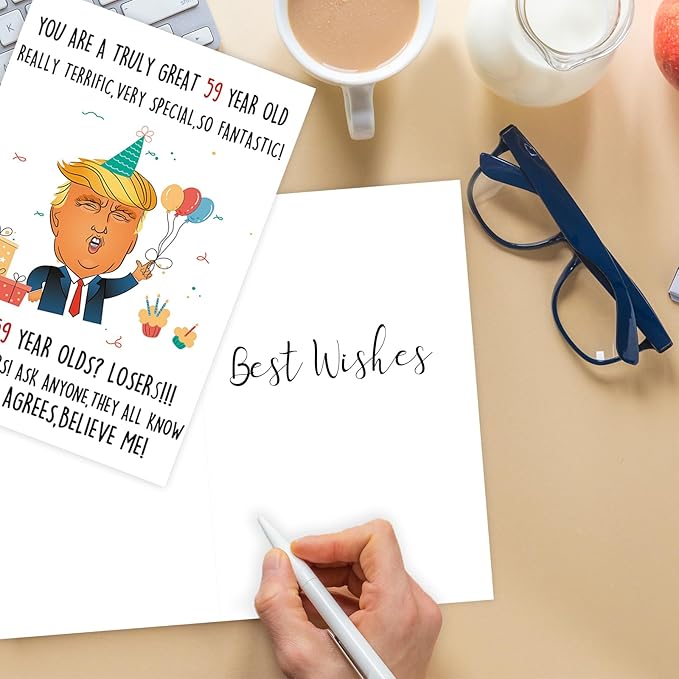 Funny Trump 59th Birthday Card, Unique 59th Birthday Decorations for Women Men, 59th Birthday Gifts for Him Her, Happy Birthday Cards for 59 Year Old Wife Husband Mom Dad