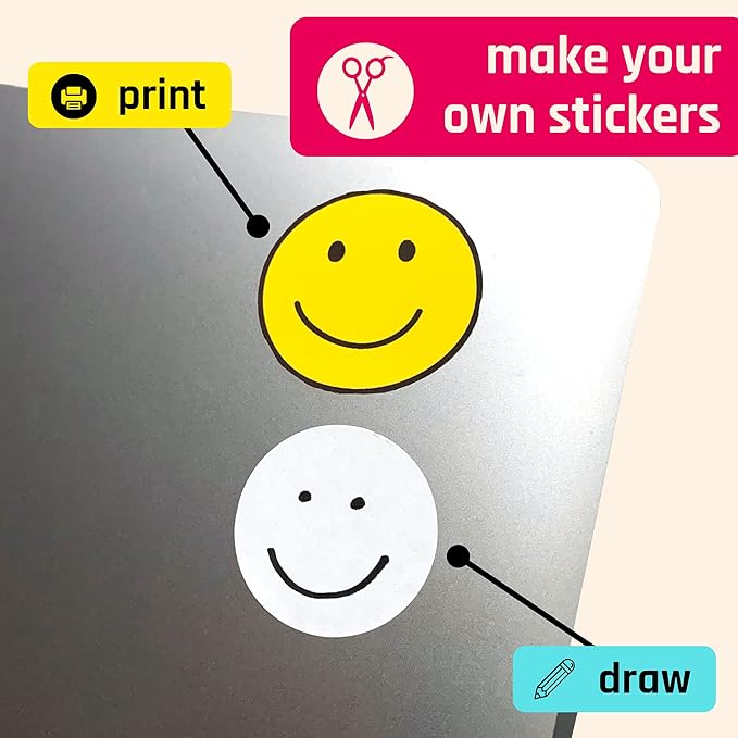 200 Sheets, Printable White Sticker Paper, Laser/Inkjet Printing - Matte, Letter Size (8.5" x 11")