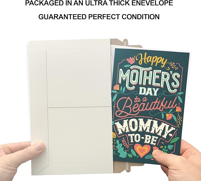 Prime Greetings Mom To Be Mother's Day Card, Made in America, Eco-Friendly, Thick Card Stock with Premium Envelope 5in x 7.75in, Packaged in Protective Mailer