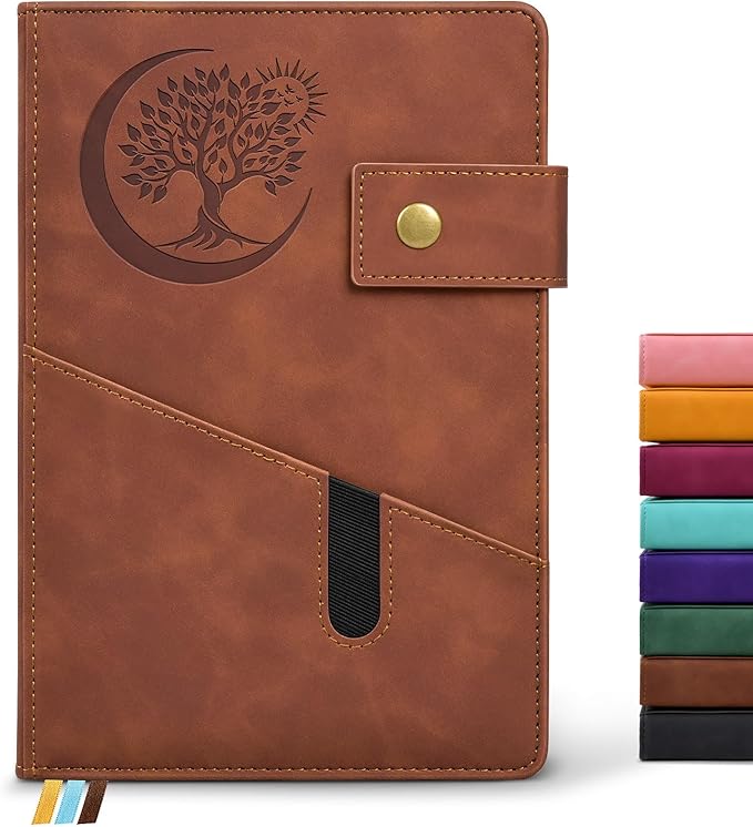 Lined Journal Notebook for Men, A5 Leather Journals for Writing Women, Hardcover Notebooks for Work,School,Note Taking,Travel,Business,Personal daily Diary,200 Page College Ruled (5.9" x 8.4")