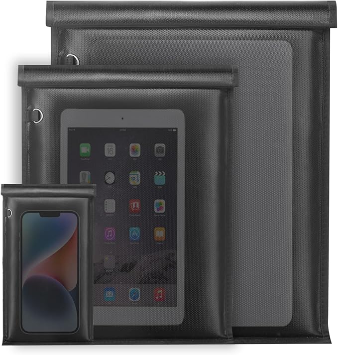 3 Pack Faraday Bags- Large Faraday Cage, Anti-Tracking Faraday Bag for Laptops & Tablets & Phones & Car Keys, RFID Signal Blocker Faraday Pouch, Fireproof & Waterproof Faraday Key Fob Protector