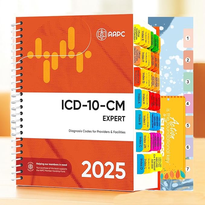 Index Tabs for AAPC Version ICD-10-CM 2025 (Book not Included), The Complete Official Codebook, 56 Color Coded Clear PVC Laminated Tabs, Bookmarker, 50 ICD-10 Coding Guidelines Tabs 6 Blank Tabs