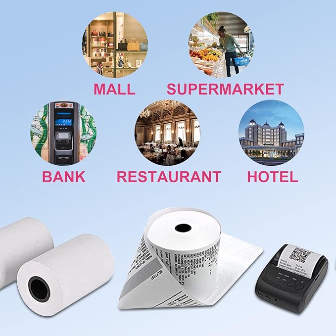 LabelMore 2-1/4" X 85' Thermal Receipt Paper, Credit Card Paper Rolls Thermal, Cash Register Roll, Premium Pos Thermal Printer Paper (50 Rolls)