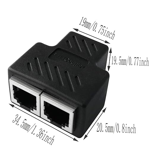 Telephone Splitter 1 to 2 RJ11 6P4C Wall Jack Plug RFAdapter Telephone Line Splitter Module Adapter