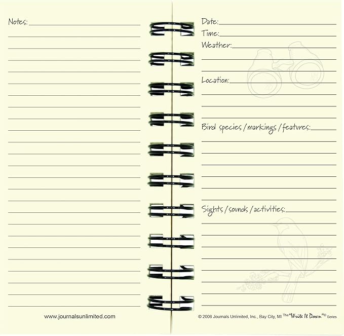 Write it Down series by Journals Unlimited, Guided Journal, Bird Watching, My Bird Journal, Mini-Size 3”x5.5”, Kraft Hard Cover, Made in USA