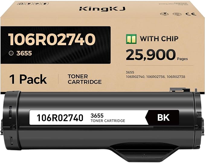 WorkCentre 3655 Black Extra High Capacity Toner Cartridge 106R02740 1-Pack Replacement for Xerox 106R02740 106R02736 106R02738 Toner Compatible with Xerox WorkCentre 3655 Laser Printer Ink All-in-One