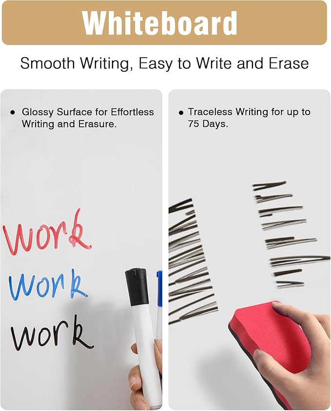 60"X 48" Large Magnetic Dry Erase Whiteboard, Wall Hanging Board with 4 Pens & 1 Dry Erasers & 6 Magnets, Sliver Aluminum Frame White