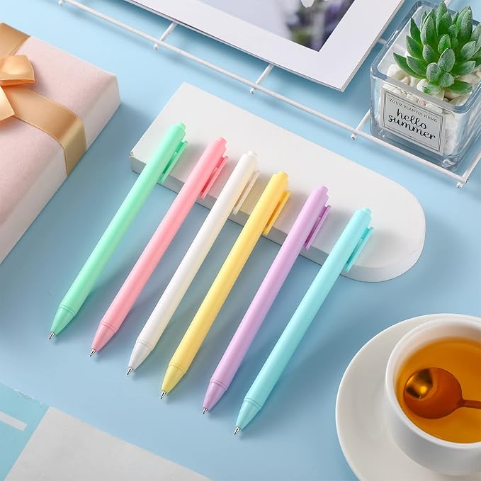Yexiya 150 Pcs Retractable Gel Ink Pens Bulk Cute Pastel Gel Ink 0.5mm Fine Point Macaron Style Writing Cute Black Pens for Smooth Writing Journaling Taking Notes School Office Home