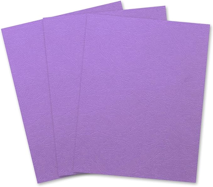 Binditek 100 Pack Grain Texture Paper Binding Presentation Covers, 8-1/2 x 11 Inches, 12Mil, 85lb, Un-Punched, Letter Size, Purple, Office Supplies