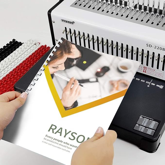 Rayson SD-220B Binding Machine, 21 Holes Comb Binding Machine, Max. Punch 20 Sheets & Binding 400 Sheets