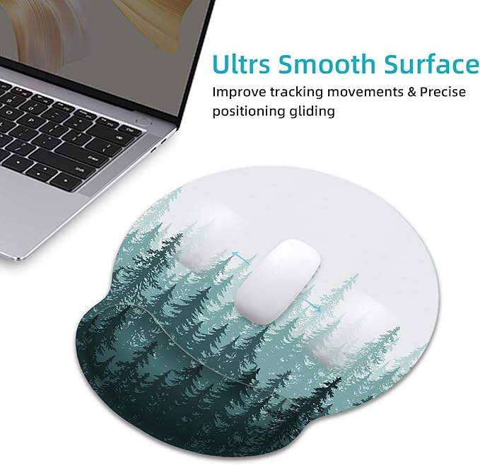 Ergonomic Mouse Pad with Wrist Support,Green Forest Mouse Pad with Wrist Rest,Relieve Wrist Pain Mousepad Non-Slip Rubber Base,Mouse Pads for Desk,Computers,Laptop,Office,Gaming,Home,Accessories