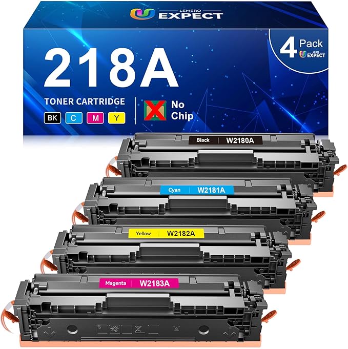 218A Toner Cartridges 4 Pack Compatible Replacement for HP 218A 218X Toner Cartridges for Color Laserjet Pro MFP 3301fdw 3301cdw 3201dw 3301sdw Printer W2180A W2180X High Yield (No Chip)(BCMY,4 Pack)