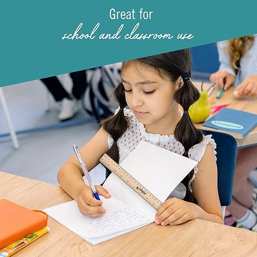 Rulers 12 Pack - Rulers 12 Inch, Wood Ruler with Metal Edge Great for School, Classroom, Home, and Office