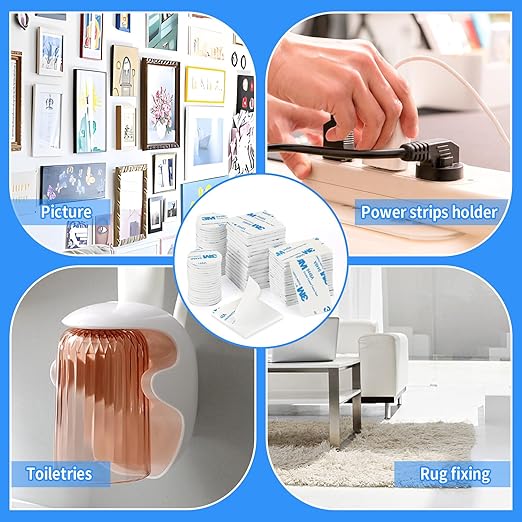 UPINS Double Sided Foam Tape, 60 Pcs Double Sided Tape Heavy Duty Strong Adhesive Double Sided Mounting Tape for Walls Picture Poster Crafts Black (Round, Square & Rectangle)