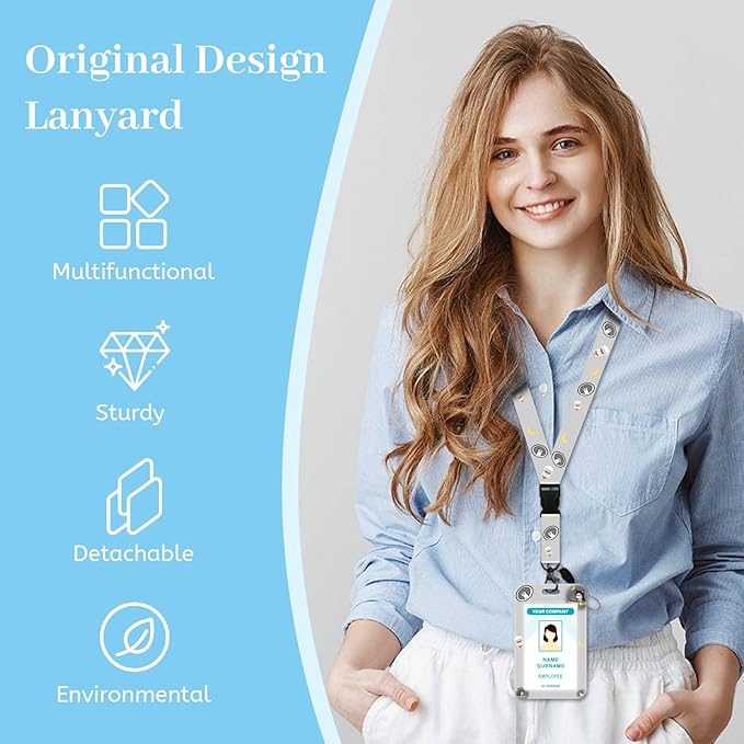 Lanyards for Id Badges, Funny Cute Badge Holder with Retractable Reel Clip, Cat Work Name Tags Keychain Lanyard Vertical ID Card Protector Case for Women Teacher Nurse Nursing Student Office
