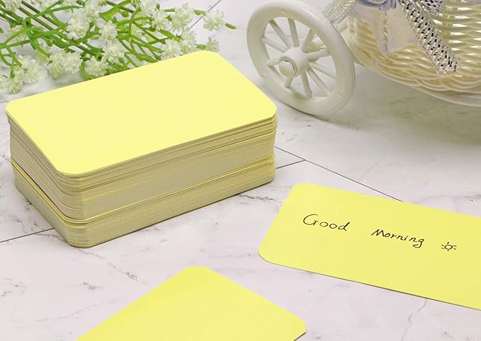 Penta Angel 100 Pcs Mini Paper Blank Gift Notes Cards DIY Craft Small Word Business Message Cards (Light Yellow)