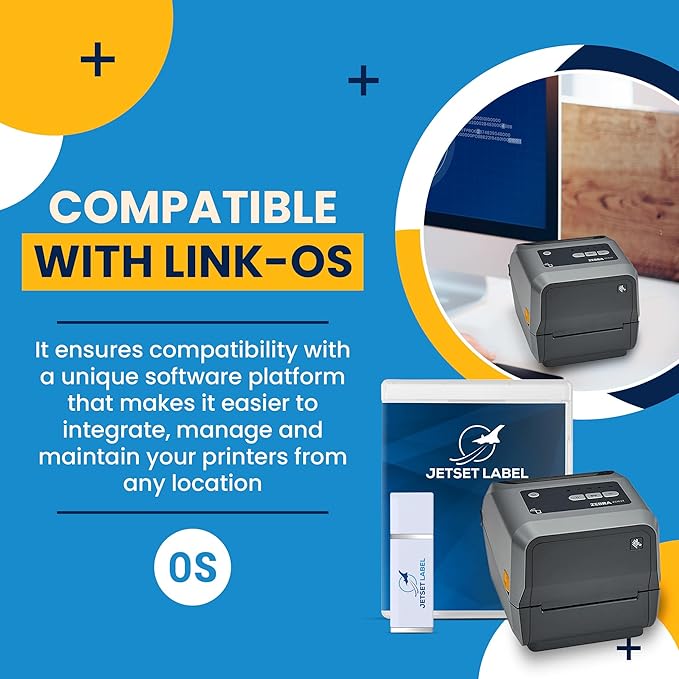 Zebra ZD621 | Thermal Transfer & Direct Thermal Printer ZD6A043-301F00EZ | 300 DPI | USB, USB Host, Ethernet, Serial, BTLE5 Connectivity | Includes Jetset Software