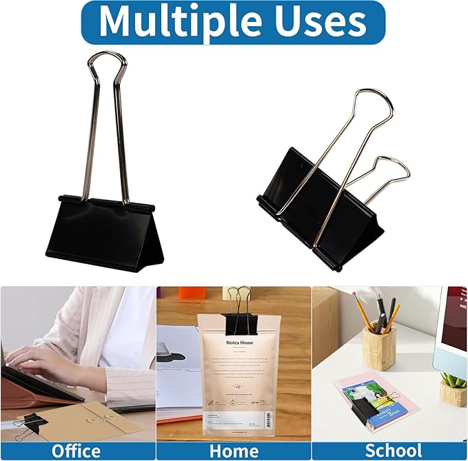 Jumbo Binder Clips 3 Inch - Extra Large Binder Clips 16 Pack, Heavy Duty Office Binder Clips for Paper, Documents, School & Office Supplies (16, 3 inch)