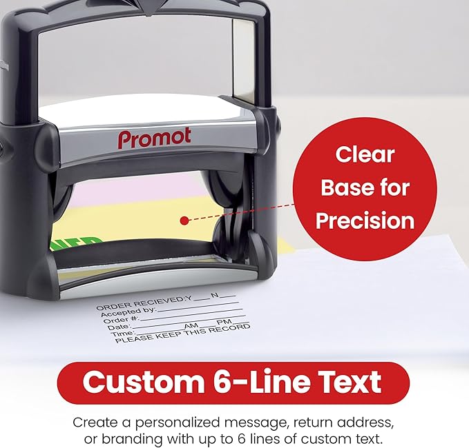 Promot Large Professional Stainless Steel Stainless Steel Self Inking 6 Lines Custom Stamp - Personalized Office Stamp
