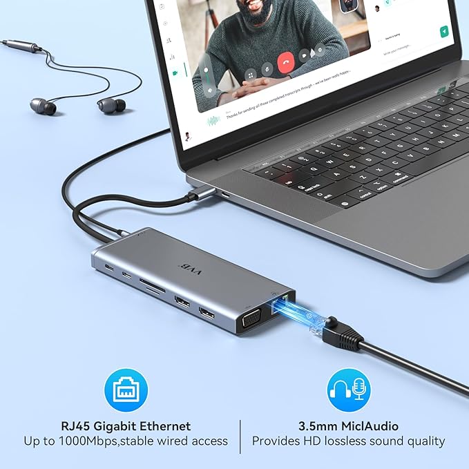 USB C Docking Station Dual Monitor HDMI for Dell HP Lenovo Laptop,14 in 1 Docking Station to 2 HDMI Port 4K+VGA USB Type C Hub Multiport Adapter Dongle Dock,USB C to Ethernet+5 USB+SD/TF+100W PD+Audio