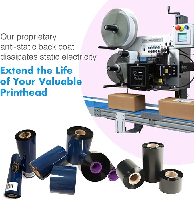 24 Rolls Wolfbarco 5.98" x 1476' (152mm x 450m) Black Premium Resin-Enhanced Wax Thermal Transfer Ribbon Compatible with Zebra,TEC, INTERMEC,Citizen,TSC,GODEX,ARGOX Printers