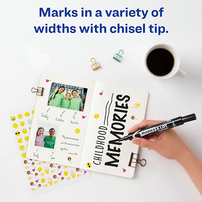 AVERY Marks-A-Lot Large Desk-Style Chisel Tip, Value Pack 36 Black Permanent Markers are perfect for signs and posters (98206)