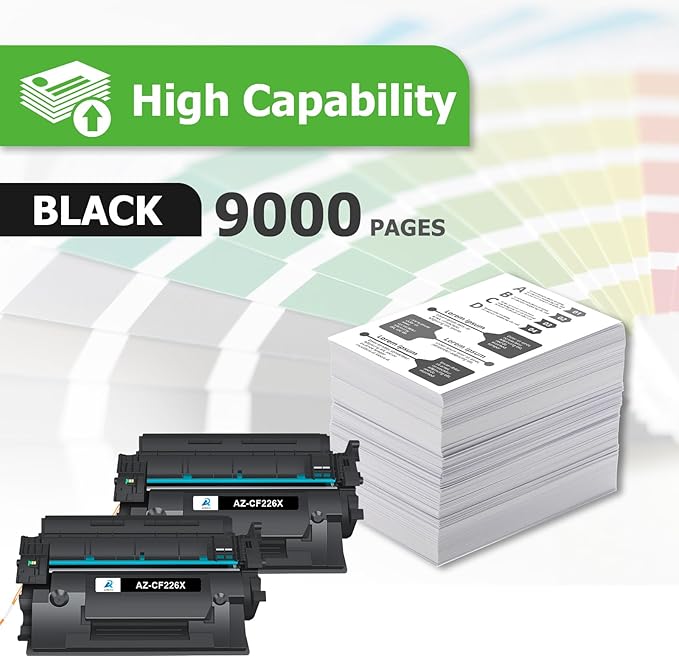 Aztech 26X CF226X Toner Cartridge 2 Pack High Yield Compatible Replacement for HP 26X CF226X 26A CF226A Pro M402dn M402n M402dw Pro MFP M426fdw M426fdn M426dw CF226XC Printer Ink (Black 2-Pack)