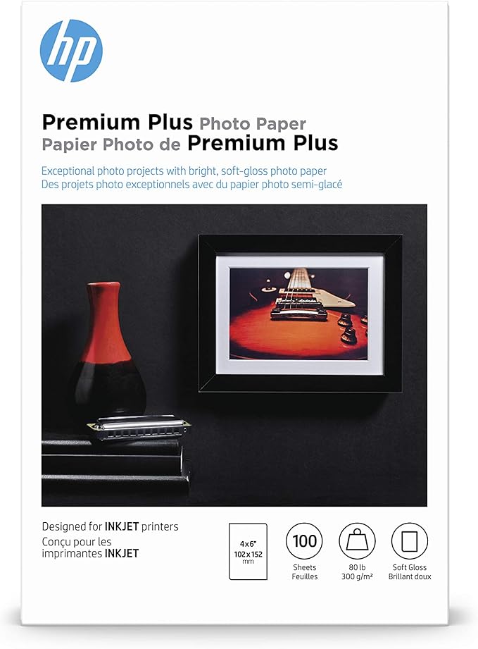 HP Premium Plus Photo Paper, Satin, 4x6 in, 100 sheets (CR666A)