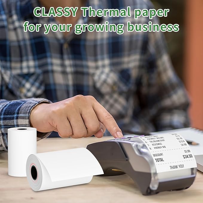 2 1/4" x 50' feet Thermal Paper, POS Cash Register Receipt Rolls,10 Rolls Receipt Paper, Fits All POS Cash Registers