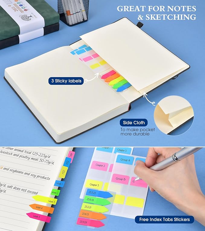 A4 Lined Journal Notebook，365 Page Large Leather Journals for Writing Women Men，Hardcover Notebook with 100Gsm Thick Pages for Travel，Work，School，College Ruled, Daily Diary (8.5" x 11.4")