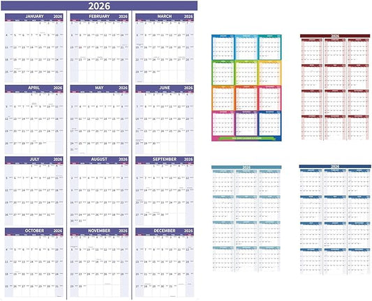 2026 Wall Calendar 34.8" x 22.8" Large Vertical Yearly Wall Hanging Calenda with Julian Date Thick Paper Calendar 12 Month Annual Wall Planner for Wall Office Fridge(Purple)