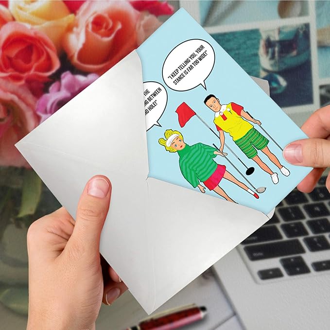 NobleWorks - Funny Happy Birthday Card with Envelope - Congrats Greeting Card for Golfers, Sports, Birthday Fun - Stung Between Holes C6964BDG