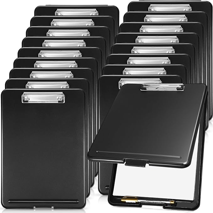 Epakh 18 Pcs Clipboard with Storage Bulks Plastic Storage Foldable Nursing Clipboard with Low Profile Clip for Student Teacher Nurse Employee, 9.5 x 13.5 Inch