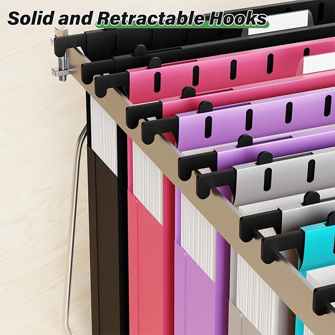 Extra Capacity Legal Plastic Hanging File Folders,2" Expanding Accordian Pocket with Black Insert Gasket,Heavy Duty for Filing Cabinet,Hard and Durable Hang Folders,Legal Size,12 Pack (Assorted Color)
