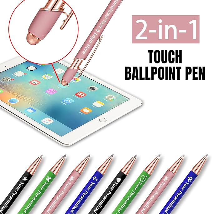 STREADVE Personalized Custom Pens Engraved Writing Pen with Name Logo, Customized Promotional Items Stylus Pen Gifts for Communion Wedding Men Women Realtor Business, White