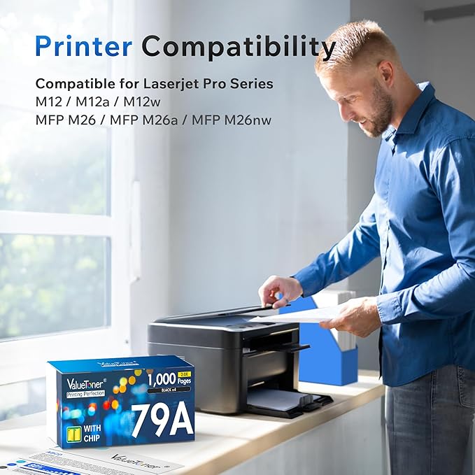 Valuetoner Compatible Toner Cartridges Replacement for HP 79A CF279A Work for Laserjet Pro M12, M12a, M12w, MFP M26, MFP M26a, MFP M26nw (4-Pack)