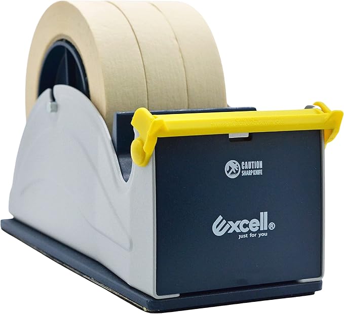 WOD TTD3SD Tabletop Multi-Roll Steel Desktop Tape Dispenser, Blue & Gray - Fits Tape up to 3 inch Wide, Holds 3 inch core, Weighted Rubber Base for Stability