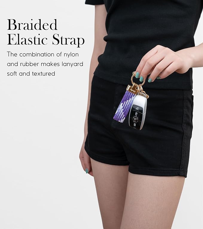 SENLLY Car Keychain, Stretchy Key Holder, Original Elastic Anti-Drop Design Finger Lanyard Strap