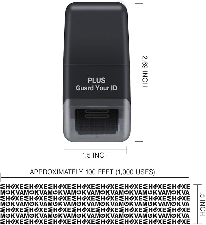 Guard Your ID Identity Protection Security Prevention Stamp Roller (Black) IS-520CM