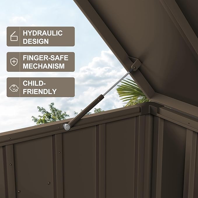 PURPLE LEAF Outdoor Deck Box 150 Gallon Waterproof Lockable Storage Box Container with Lid Deck Organization for Patio Cushions Side Table Pool Accessories Garden Tools, Brown