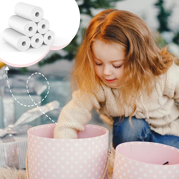 6 Rolls Kids Camera Instant Print Refill Paper Set, Phetium HD Printing Thermal Paper for Most Kids Instant Camera Photo Print (2*Pink, 2*Blue, 2*Yellow)