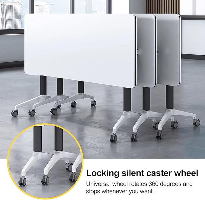 Conference Room Table with Flip-Top Design for Dynamic Meetings, Business Table Computer Desk with Heavy-Duty Frame,Foldable Seminar Meeting Tables for Home Office (6, E, 61IN)