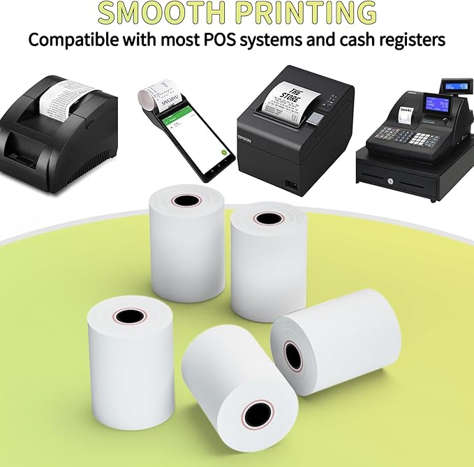 MPRT 5 Rolls 2 1/4" x 165' Thermal Paper, BPA Free Receipt Paper, Cash Register POS Receipt Paper