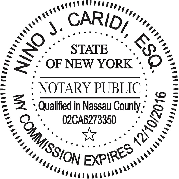 Round Notary Stamp for State of New York- Self Inking Stamp - Top Brand Unit with Bottom Locking Cover for Longer Lasting Stamp - 5 Year Warranty